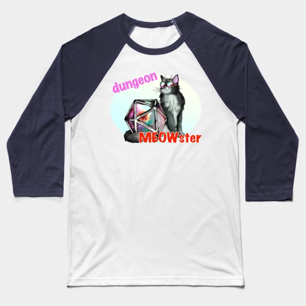 Cool black cat dungeon meowster in sunglasses Baseball T-Shirt by cuisinecat